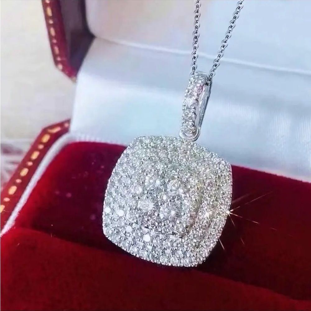 Diamond Cubic Zirconia Pendant Necklace 42+5 cm Length Necklace